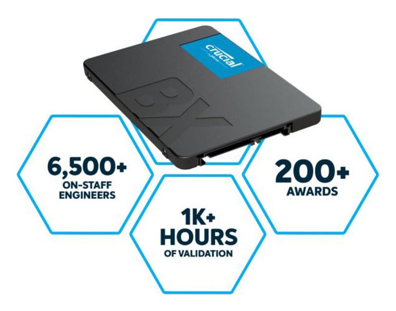Crucial BX500 2TB 2.5' SATA3 6Gb/s SSD - 3D NAND 540/500MB/s 7mm 1.5 mil MTBF 3yr wty Acronis True Image Solid State Drive Crucial BX500 2TB 2.5' SATA3 6Gb/s SSD - 3D NAND 540/500MB/s 7mm 1.5 mil MTBF 3yr wty Acronis True Image Solid State Drive
